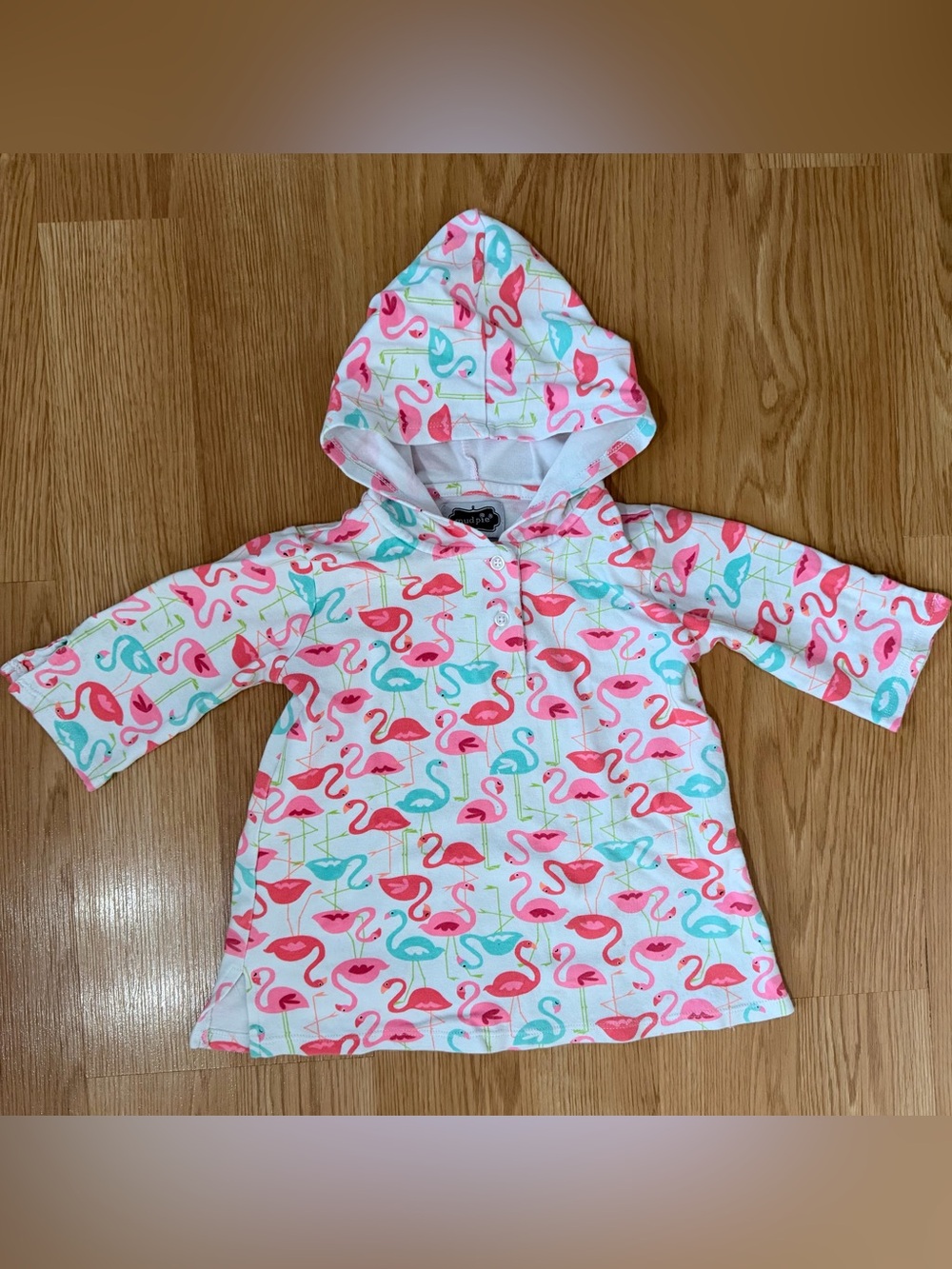 Mud Pie Flamingo Print Swim Hooded Coverup 2T 3T